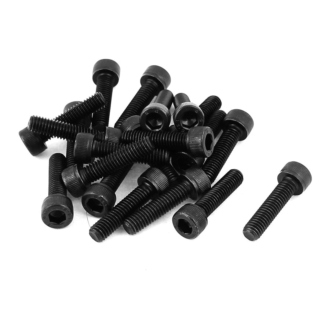 M6x25mm 12.9 Alloy Steel Screw Cap Point Hex Socket Screws Bolts Black 20Pcs
