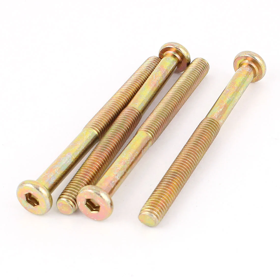 M8 x 90mm Threaded Hexagon Socket Head Cap Screws Bolts Bronze Tone 4 Pcs