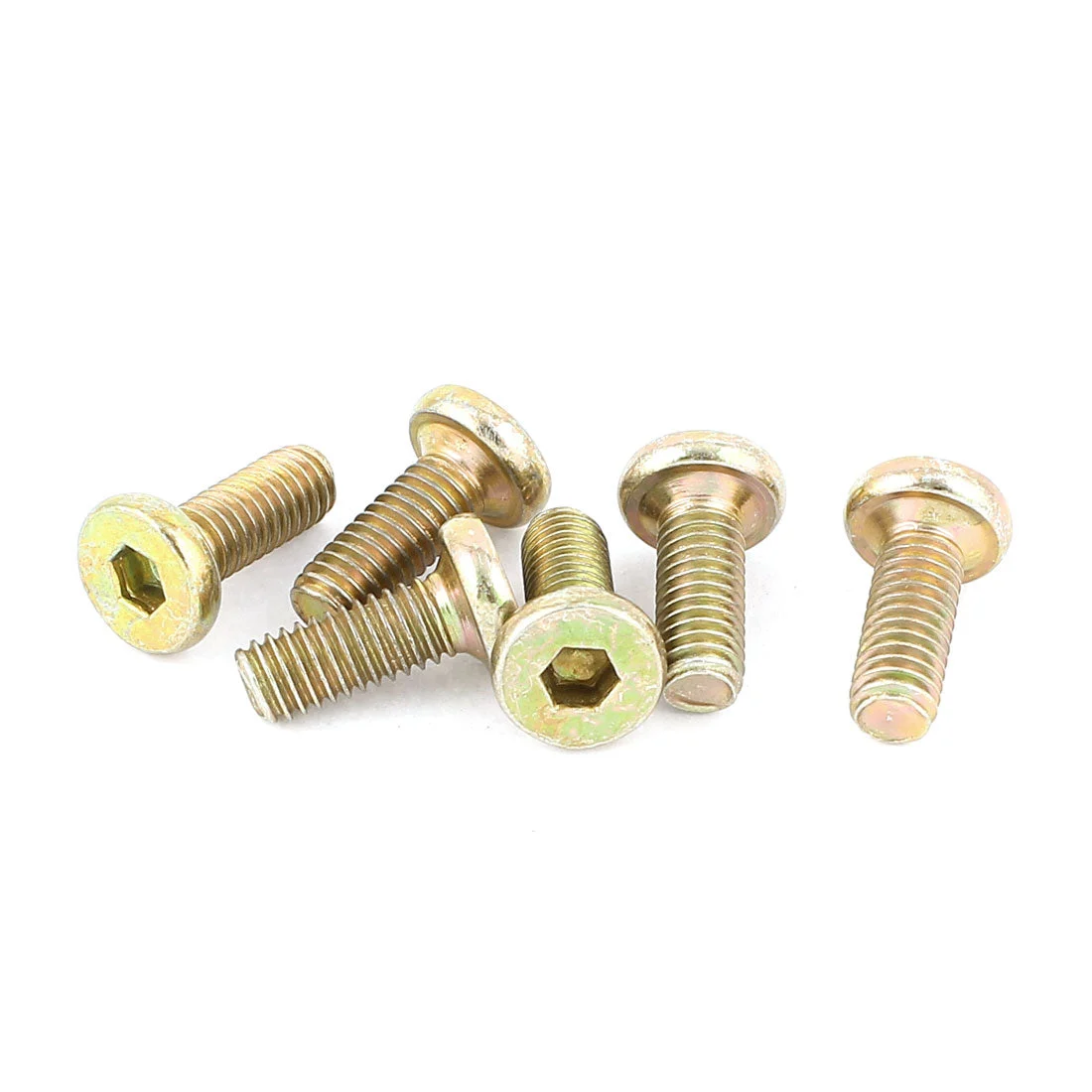 6pcs M6 x 15mm Threaded Hex Socket Head Cap Screws Bolts Bronze Tone