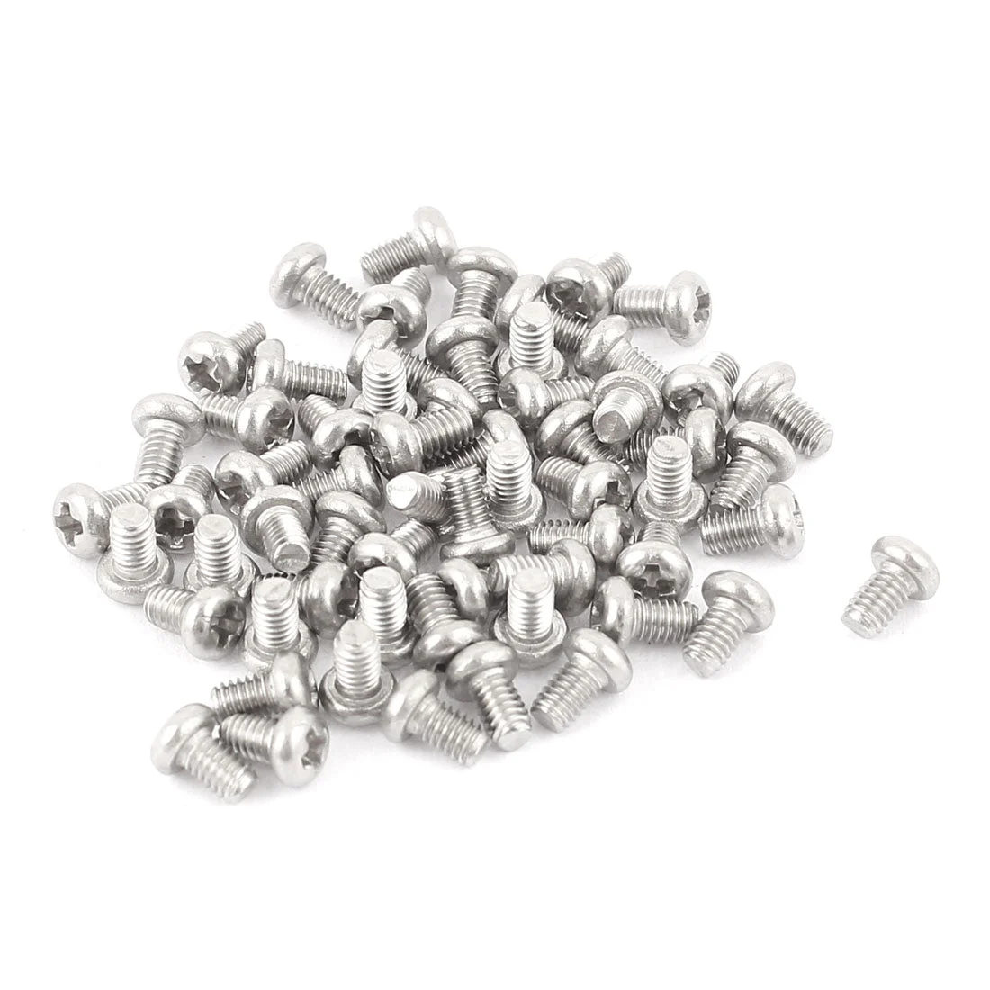 M2.5 x 4mm 304 Stainless Steel Crosshead Phillips Round Head Screws Bolt 60pcs