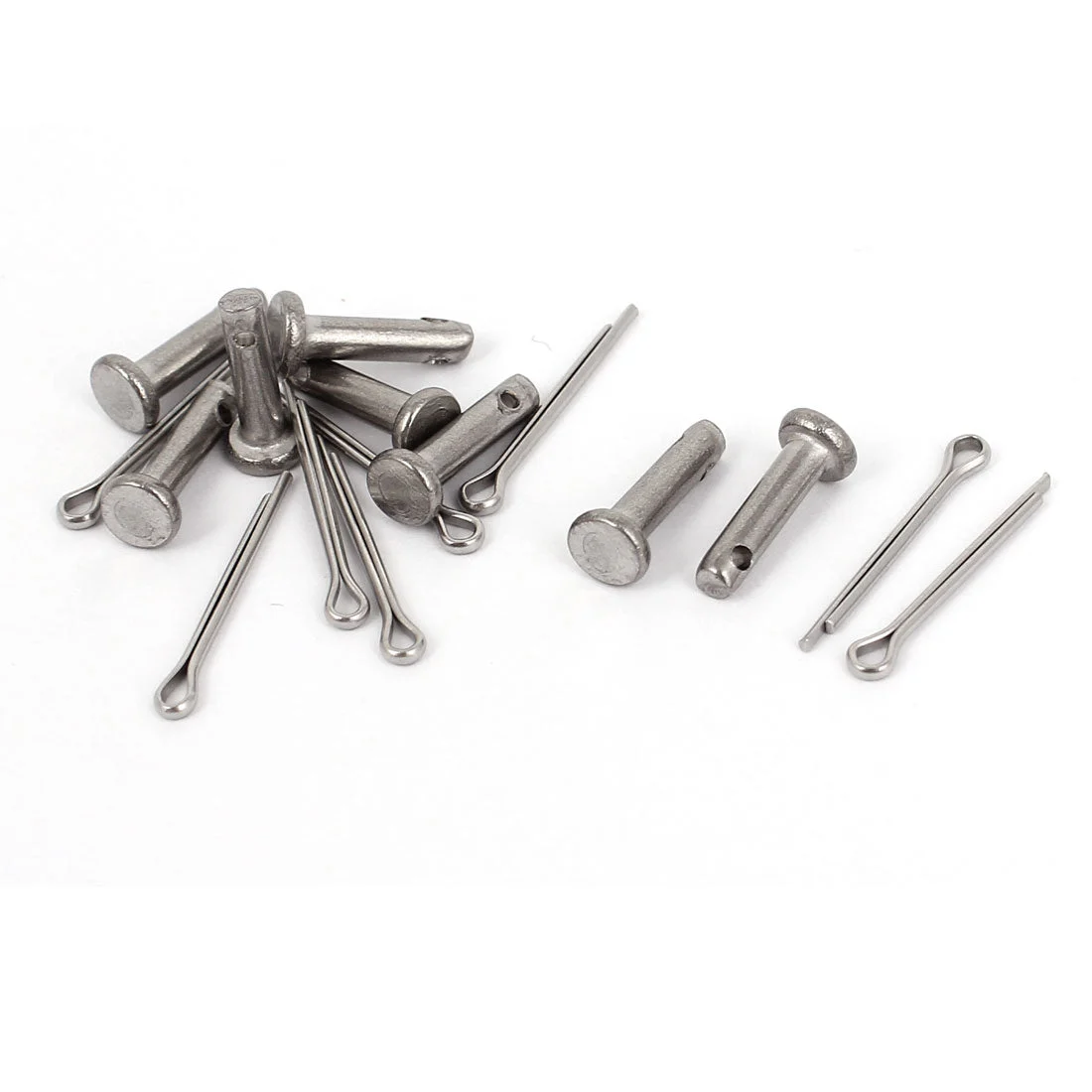 M3 x 12mm Flat Head 304 Stainless Steel Round Clevis Pins Fastener Silver Tone 8 Sets