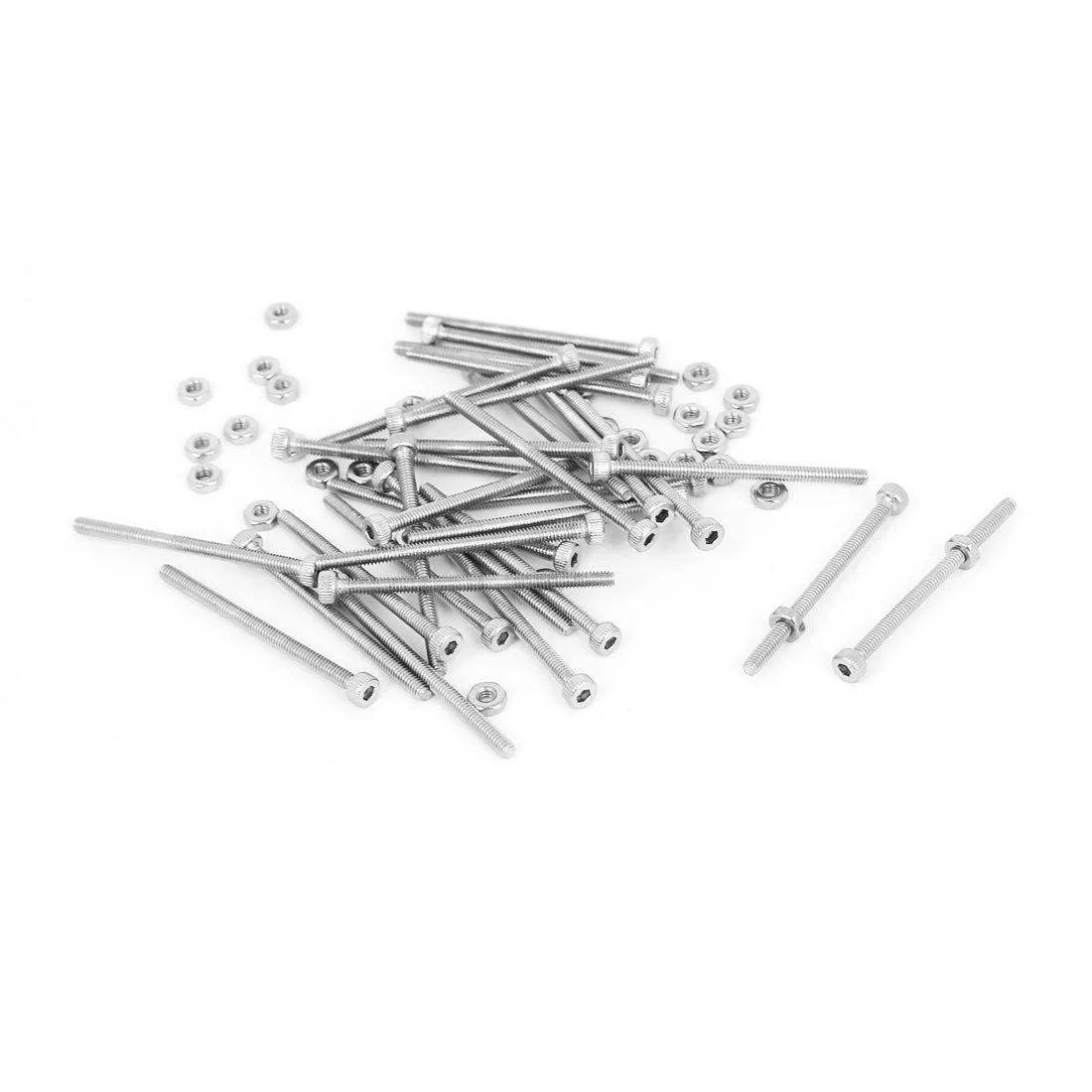 M2x30mm Stainless Steel Hex Socket Head Knurled Cap Screws Bolts Nut Set 30Pcs