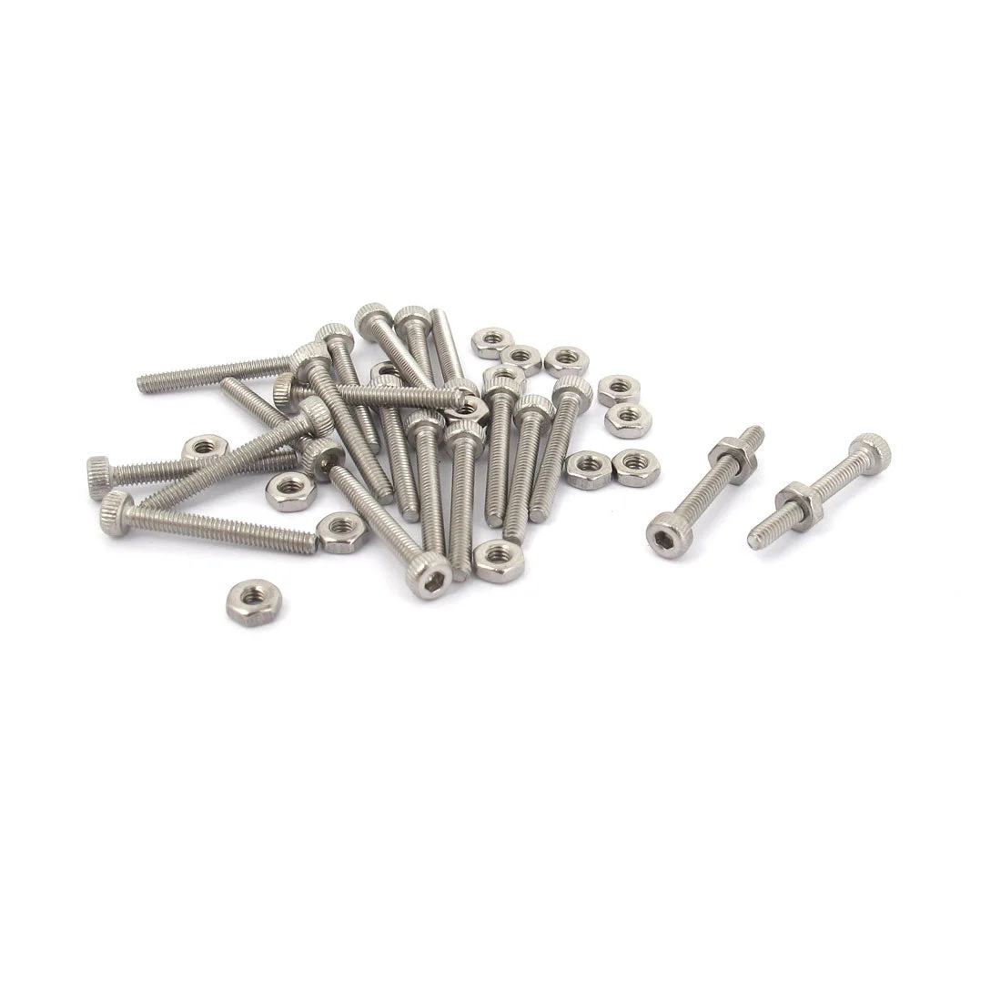 M2x16mm Stainless Steel Hex Socket Head Knurled Cap Screws Bolts Nut Set 20Pcs