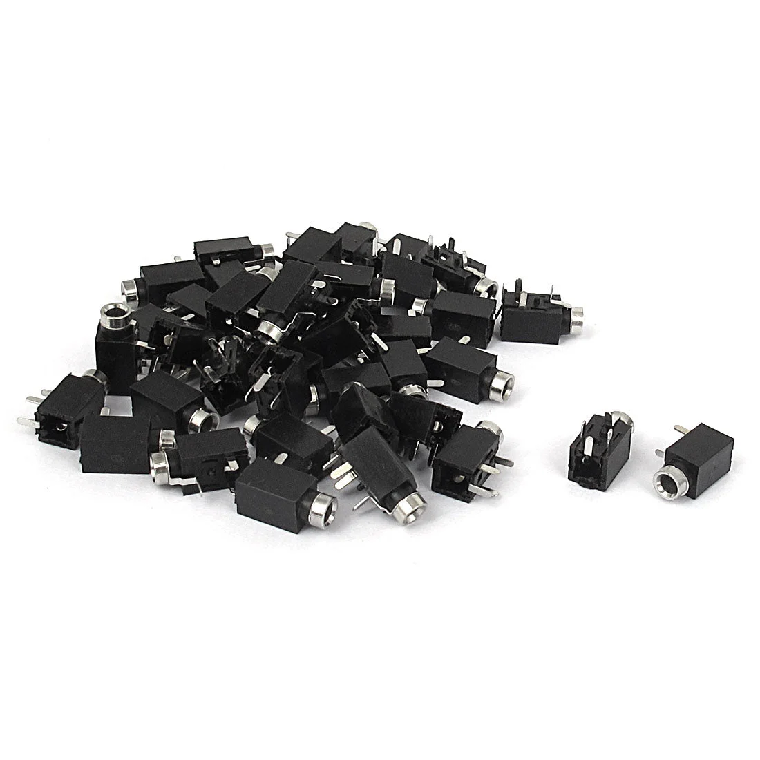 40 Pcs Black PCB Panel Mount 4 Terminals Female 2.5mm Stereo Audio Jack Socket Connector