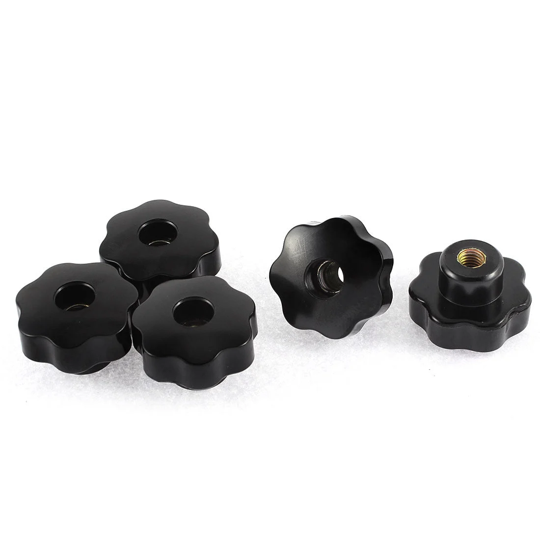 M8 Female Thread Plastic Head Screw On Clamping Nuts Knob Grip Black 5 Pcs