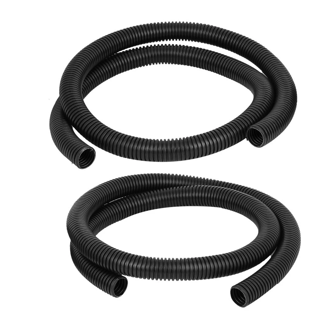 1.3 M 20 x 25 mm Plastic Corrugated Conduit Tube for Garden,Office Black 2pcs