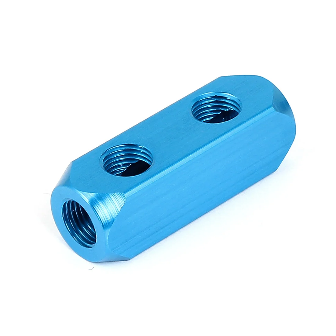 Air Compressor 1/4BSP 2 Way Hose Pipe Inline Manifold Block Splitter Blue