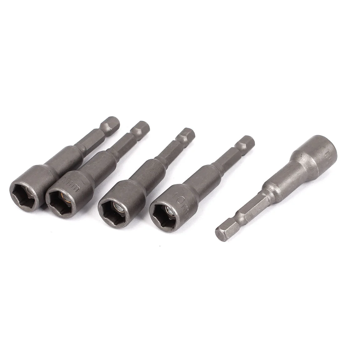 65mm Long 1/4" Hex Shank 10mm Socket Adapter Magnetic Nut Driver Bit Setter 5pcs
