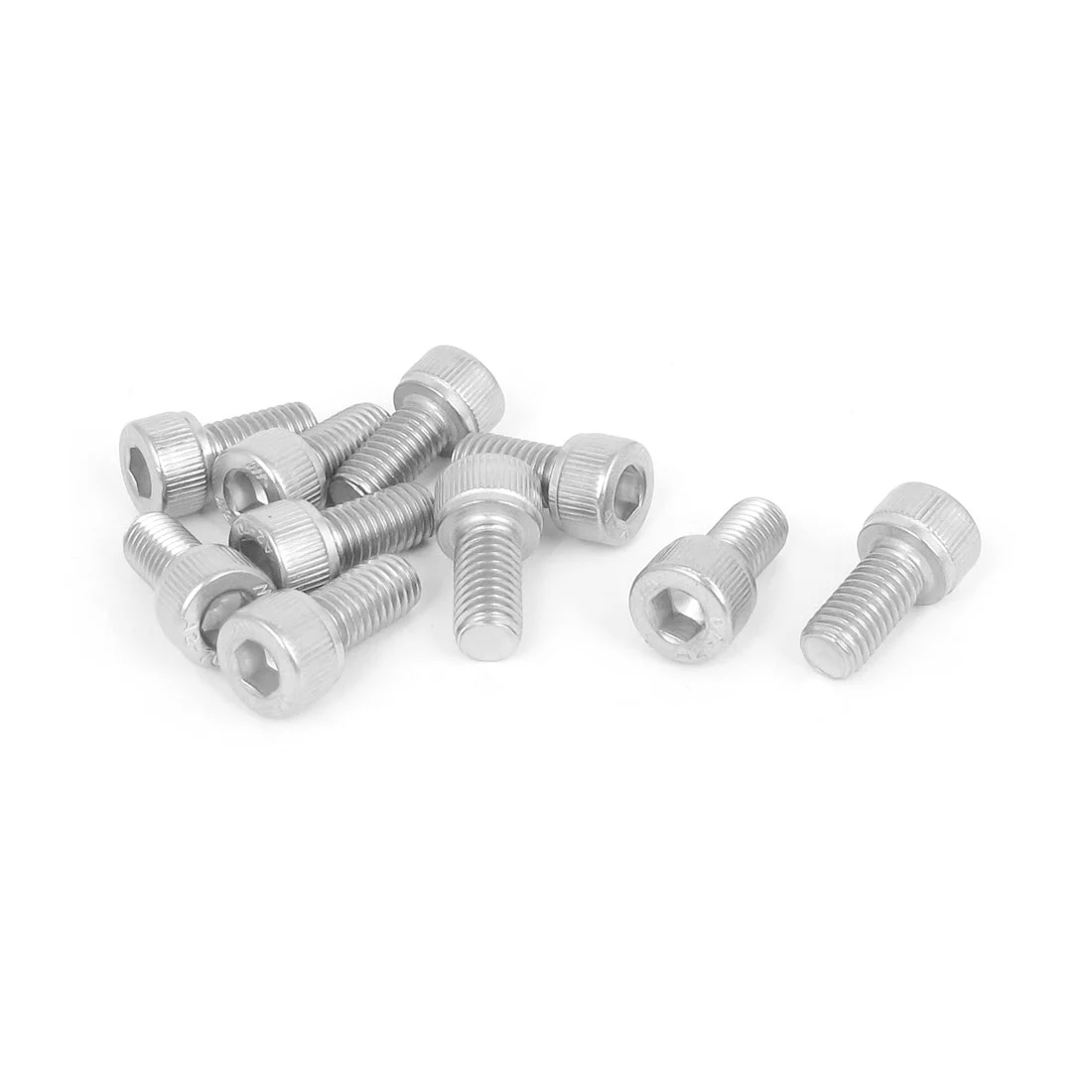 M8x16mm Thread 304 Stainless Steel Hex Key Bolt Socket Head Cap Screws 10pcs