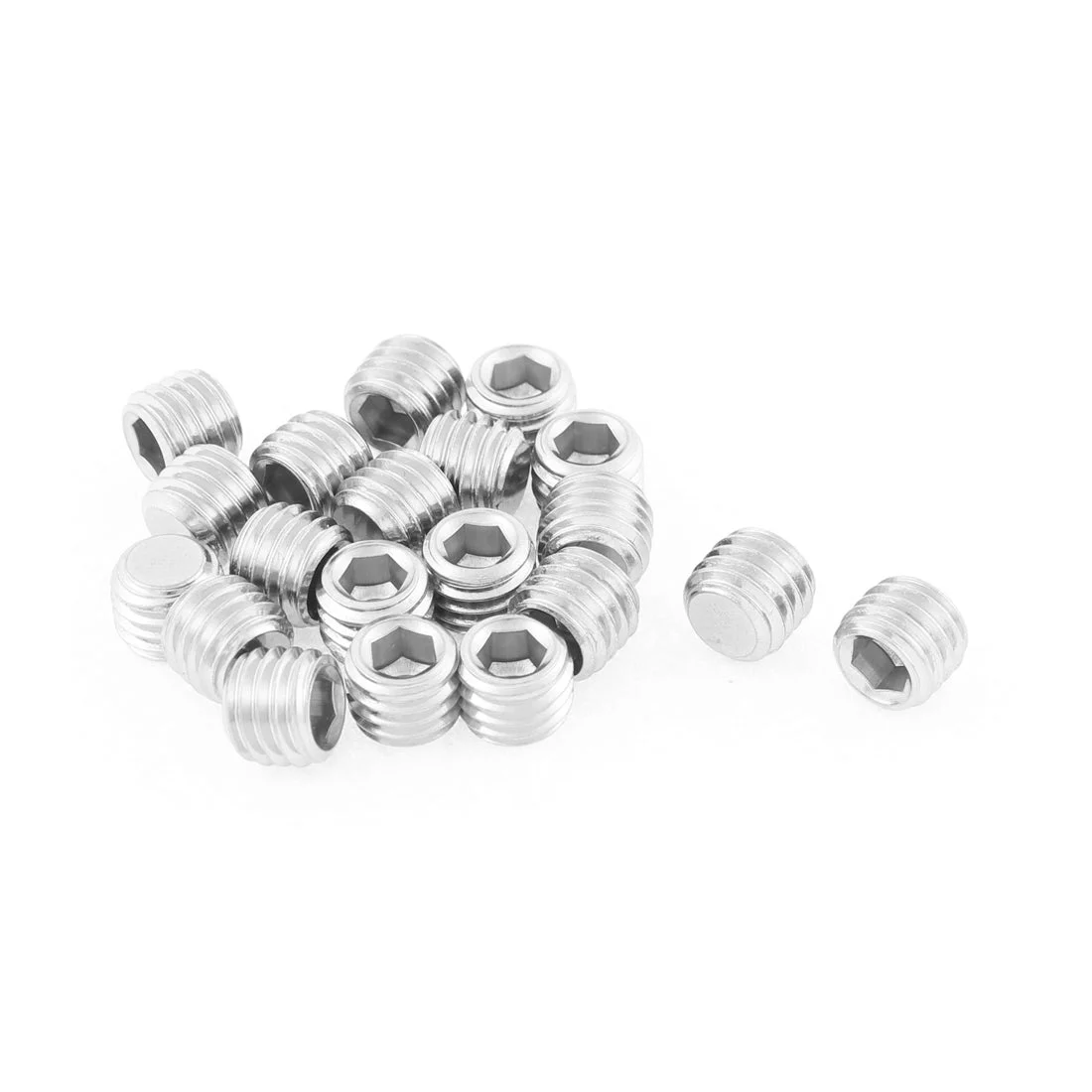 Uxcell M10x8mm 1.5mm Pitch Stainless Steel Hex Socket Set Flat Point Grub Screws 20pcs