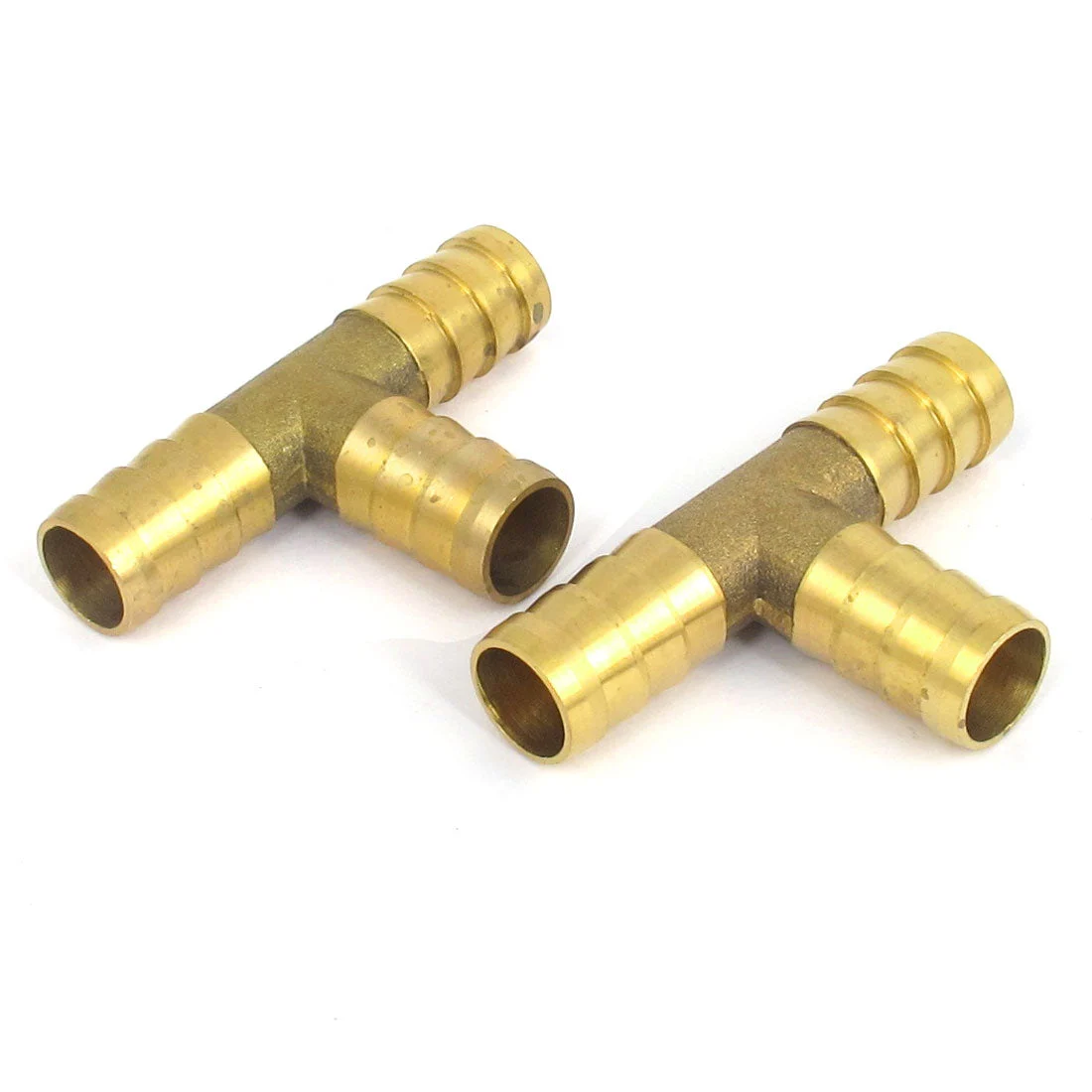 2 Pcs Brass T-Shape 3 Ways Hose Barb Fitting Adapter Coupler Connector 12mm Dia