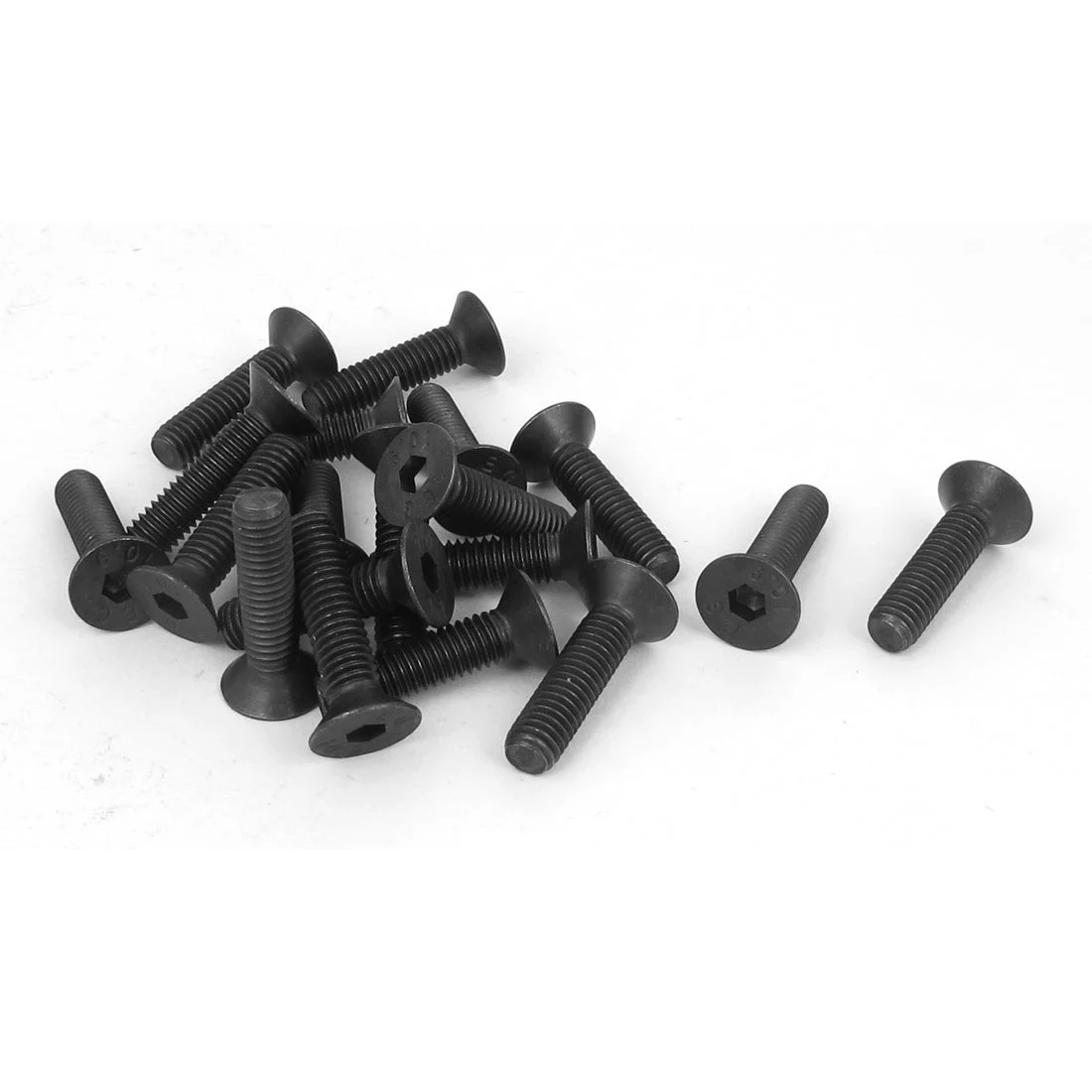 M6 x 25mm Metric Hex Socket Countersunk Flat Head Screw Bolts Black 20PCS