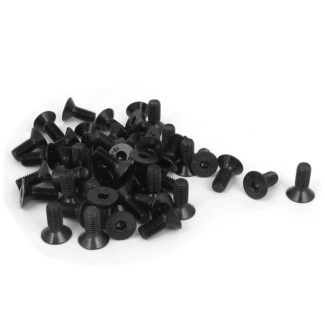 M5 x 12mm Metric Hex Socket Countersunk Flat Head Screw Bolts Black 50PCS