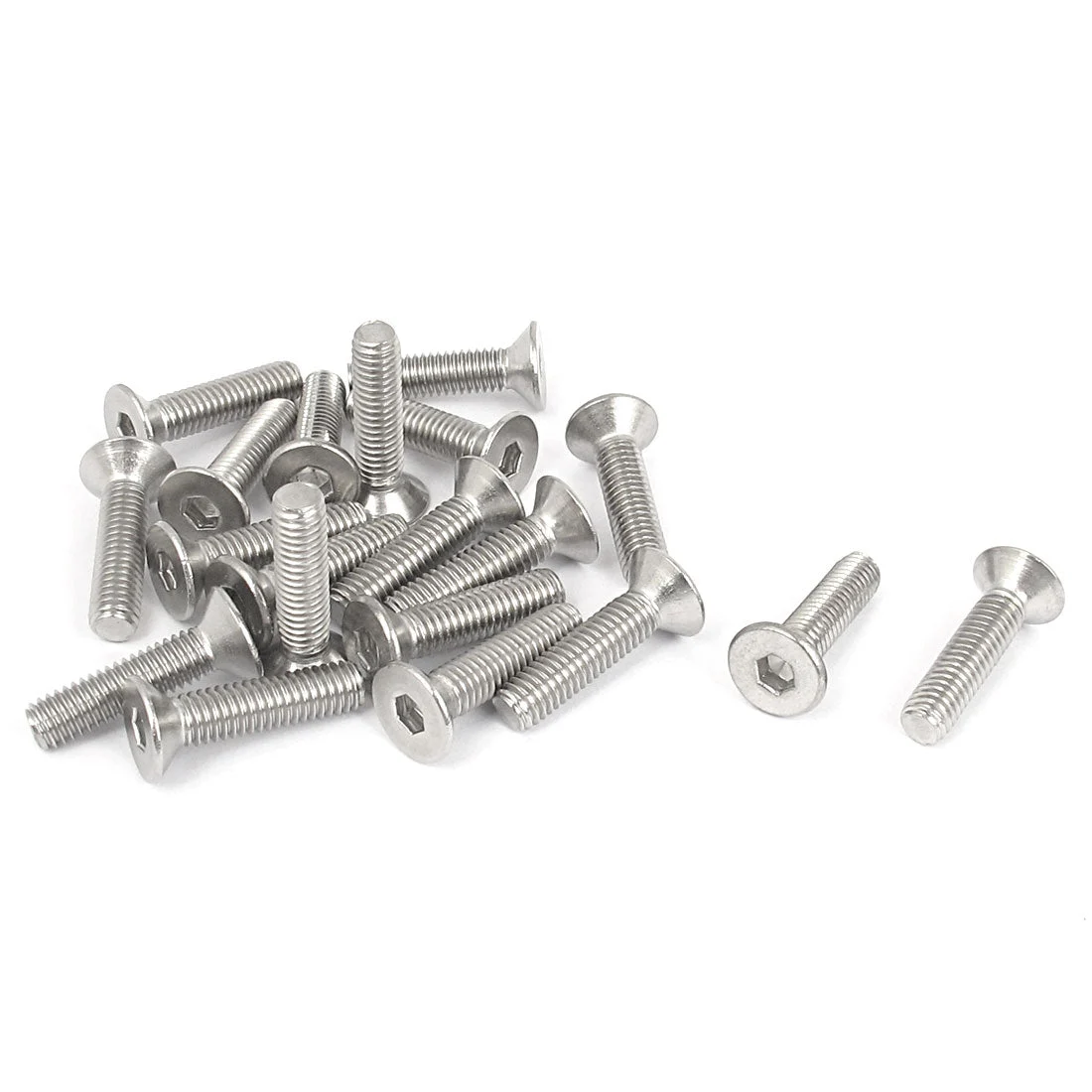 M6 x 25mm Metric 304 Stainless Steel Hex Socket Countersunk Flat Head Screw Bolts 20PCS