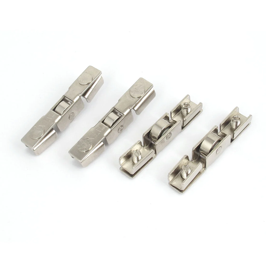 4pcs 43mm Length Metal Showcase Glass Sliding Door Single Roller Clamp Wheel Pulley