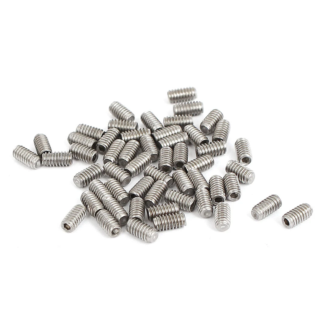 M2x4mm Metric 304 Stainless Steel Hex Socket Set Cup Point Grub Screws Silver Tone for Towel Rack Door Knob 50pcs