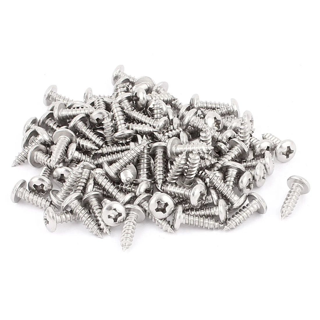 3.5mm x 13mm Phillips Cross Drive Pan Head Self Tapping Screw Fasteners Silver Tone 100 Pcs