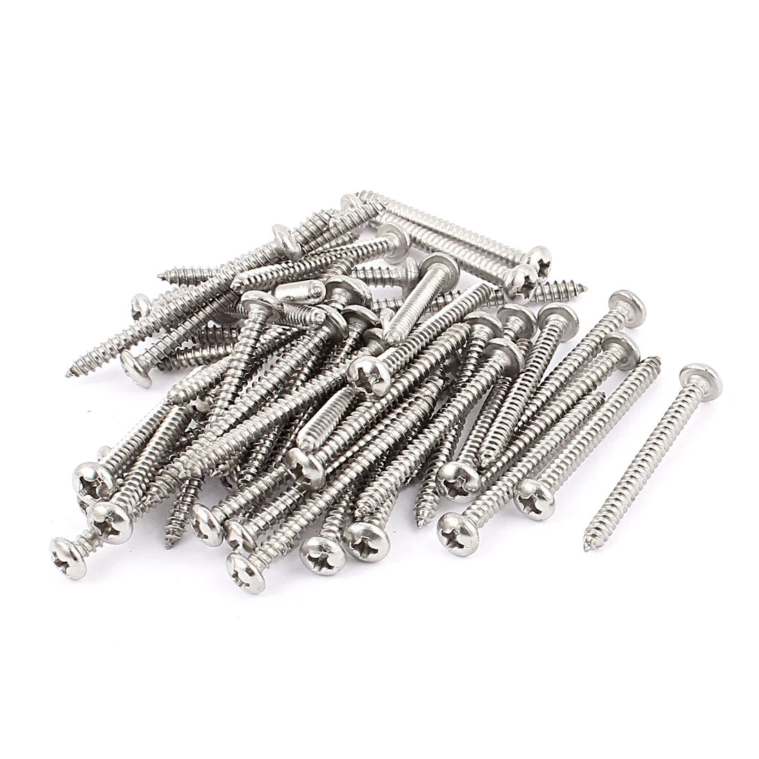 3.5mm x 40mm Stainless Steel Phillips Pan Head Self Tapping Screw Fasteners Silver Tone 50 Pcs
