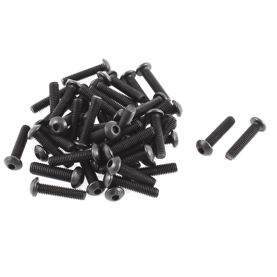 M5 x 22mm 10.9 Alloy Steel Button Head Hex Socket Cap Screw Bolt Black 50pcs