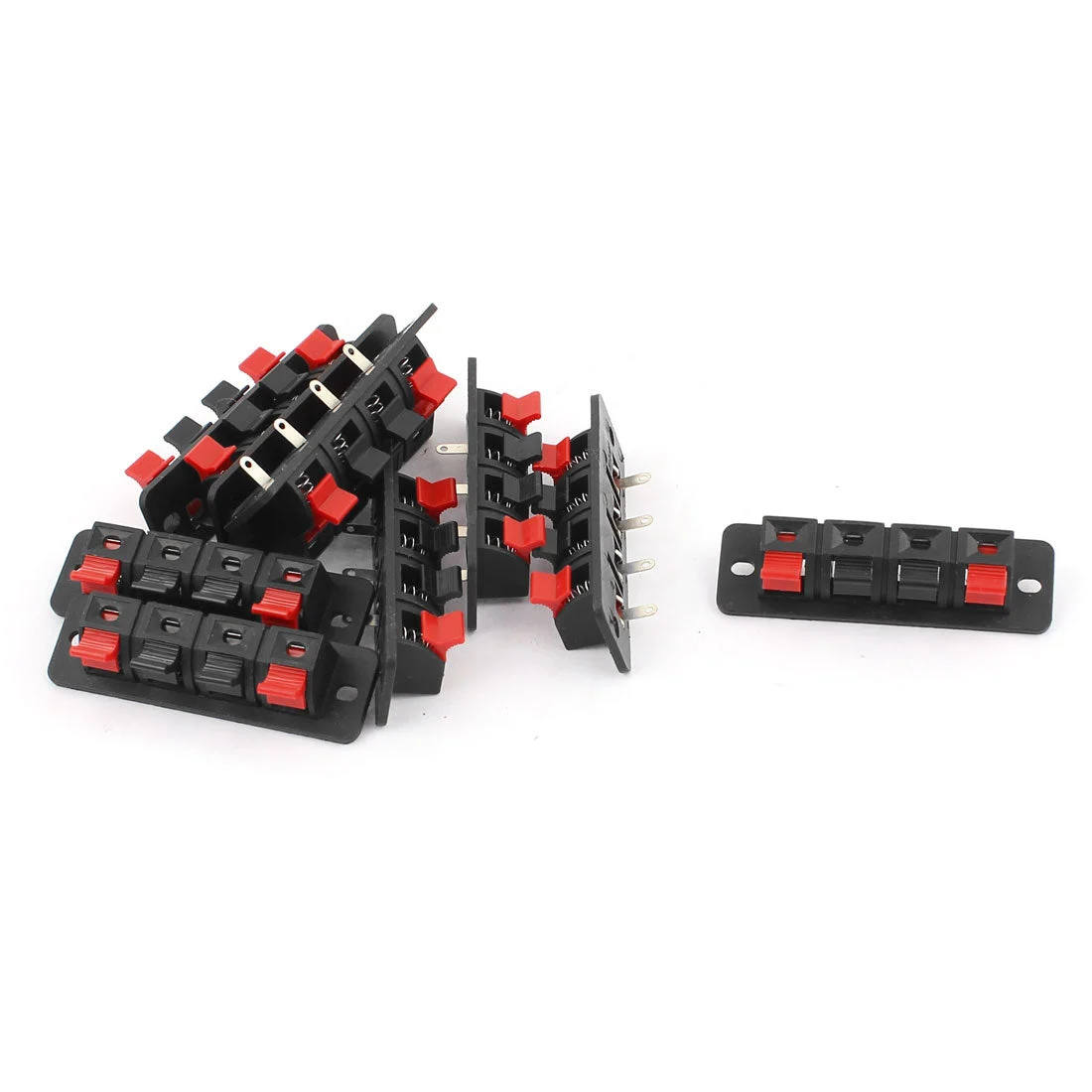 10pcs 4 Terminal Single Row Spring Loaded Push in Type Stereo Speaker Socket Connector Board