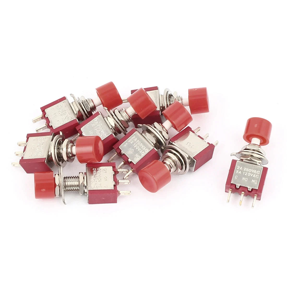 AC 250V/120V 2A/5A 3 Terminal SPDT NO NC Momentary Push Button Switch 9PCS