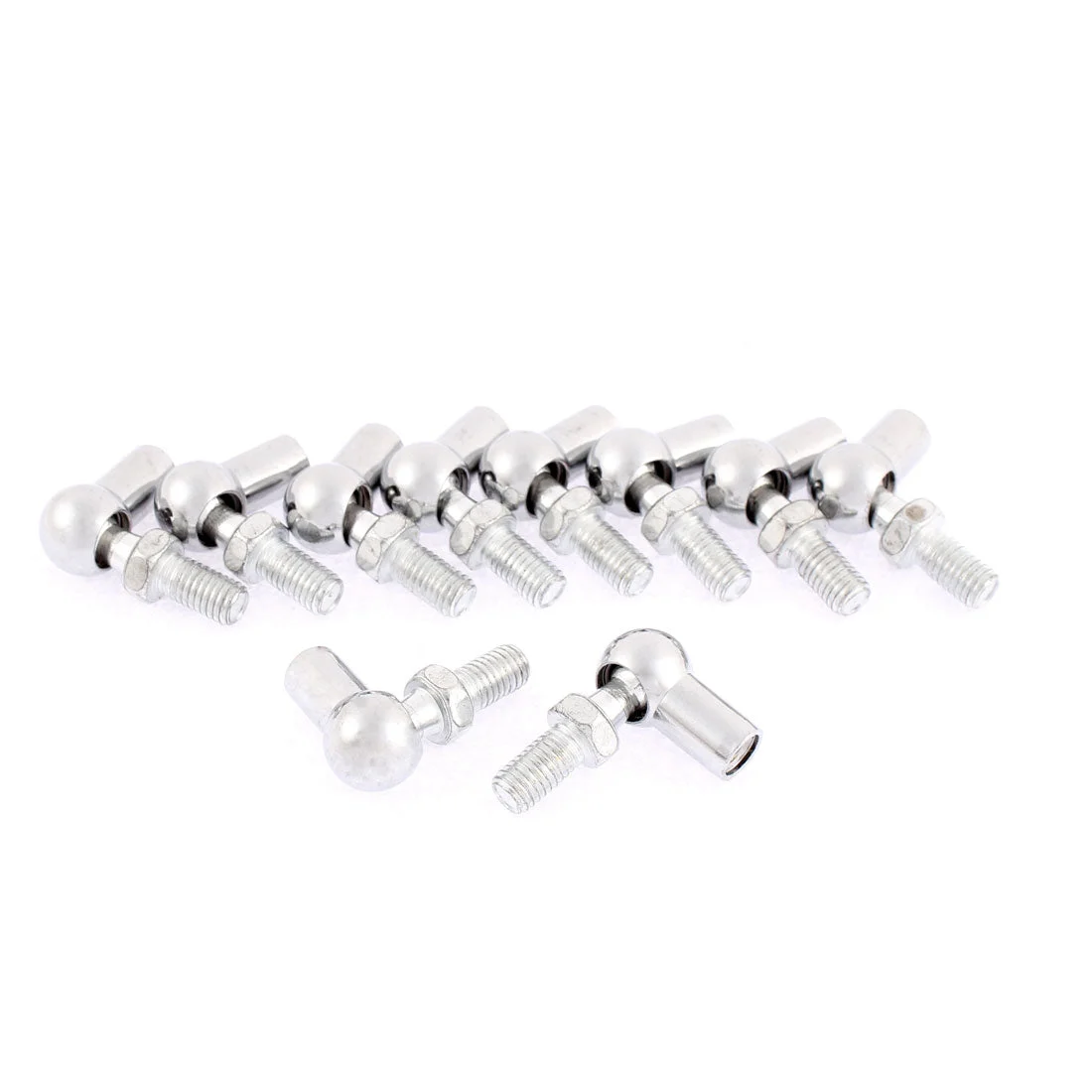 M6 Female M8 Male Thread Dia L-Shape Rod End Bearing Silver Tone 10pcs