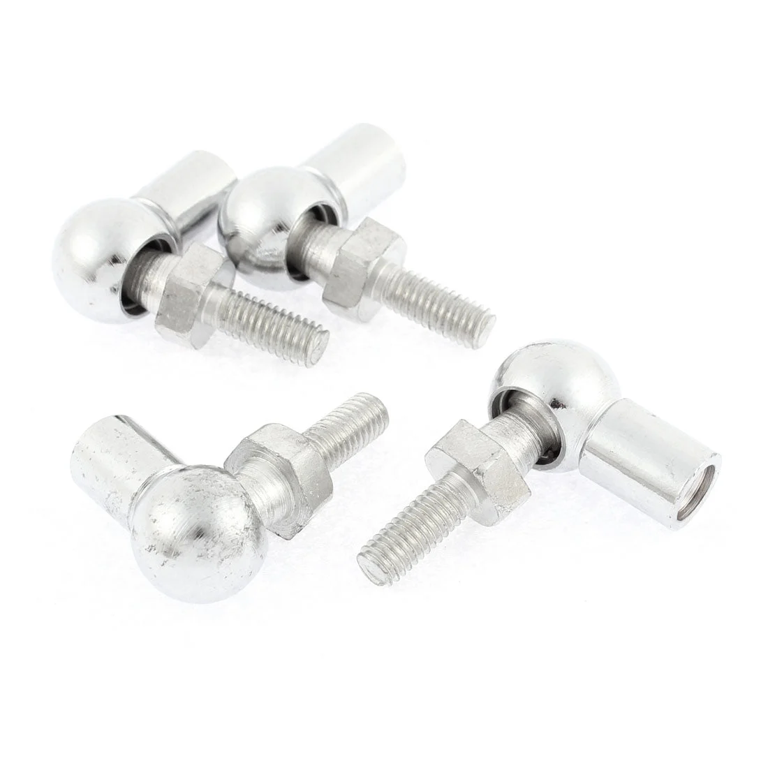 Rod End Ball Bearing with Stud, Right-Hand Female Thread M8x1.25mm and Right-Hand Male Thread M6x1.0mm, L-Shape Ball Socket Endfitting 4pcs