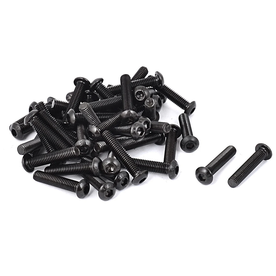 M6x30mm 10.9 Alloy Steel Button Head Hex Socket Cap Screw Bolt Black 50pcs