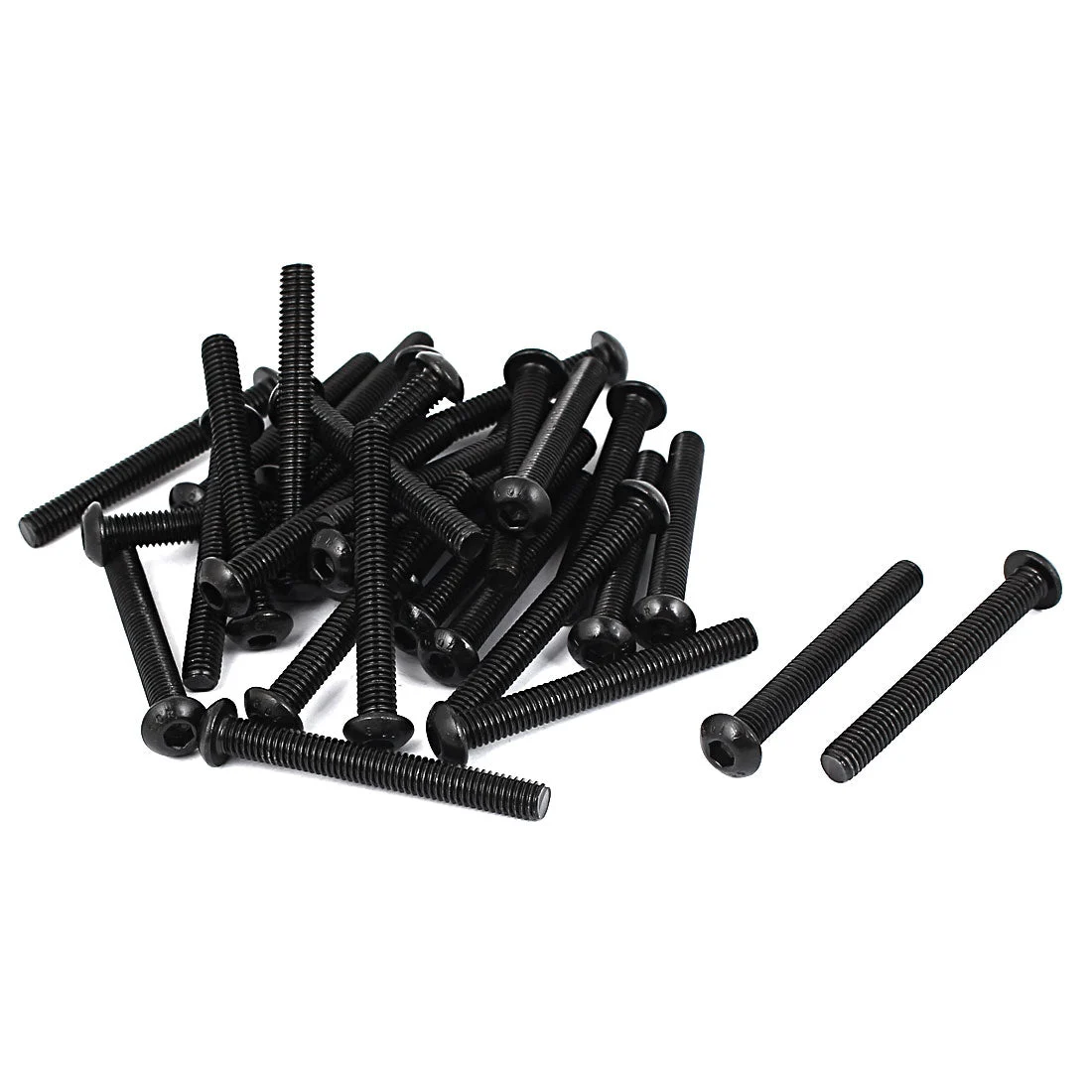 M6x50mm 10.9 Alloy Steel Button Head Hex Socket Cap Screw Bolt Black 30pcs