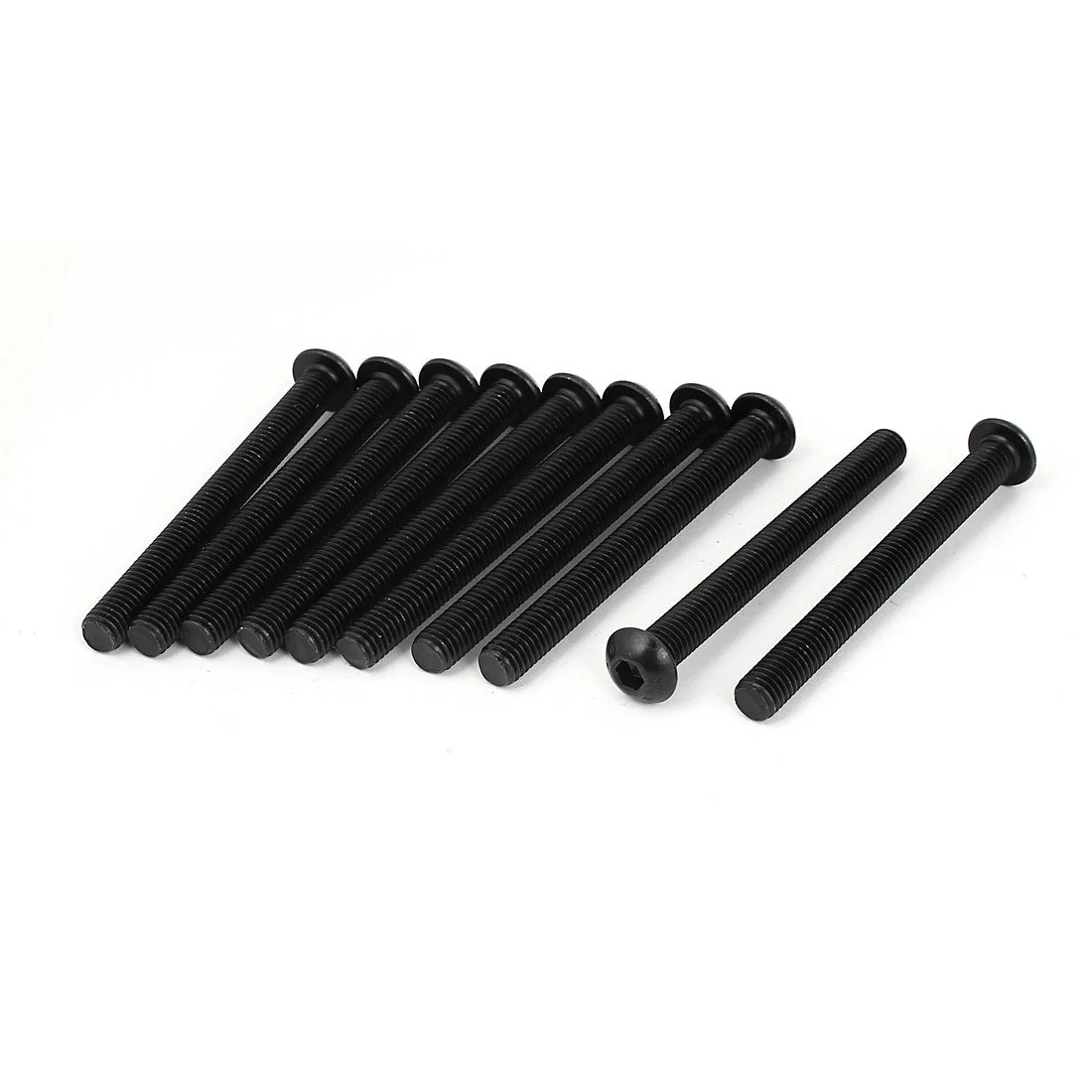 M8x80mm 10.9 Alloy Steel Button Head Hex Socket Cap Screw Bolt Black 10pcs
