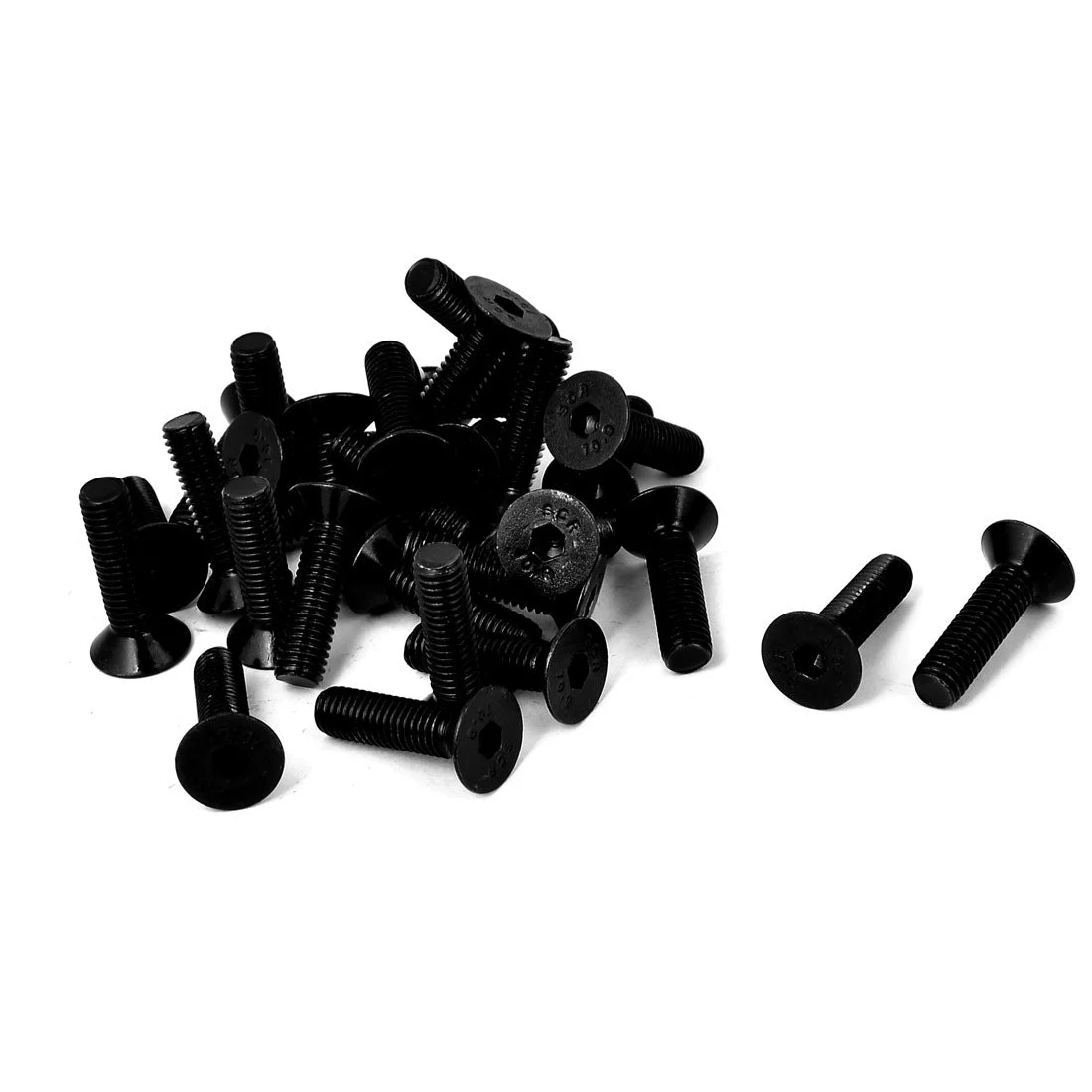 M8x30mm 10.9 Carbon Steel Countersunk Head Hex Socket Screw Black 30pcs