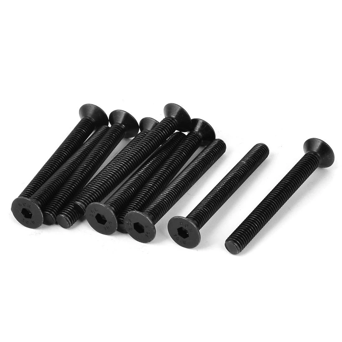 M8x70mm 10.9 Carbon Steel Countersunk Head Hex Socket Screw Black 10pcs