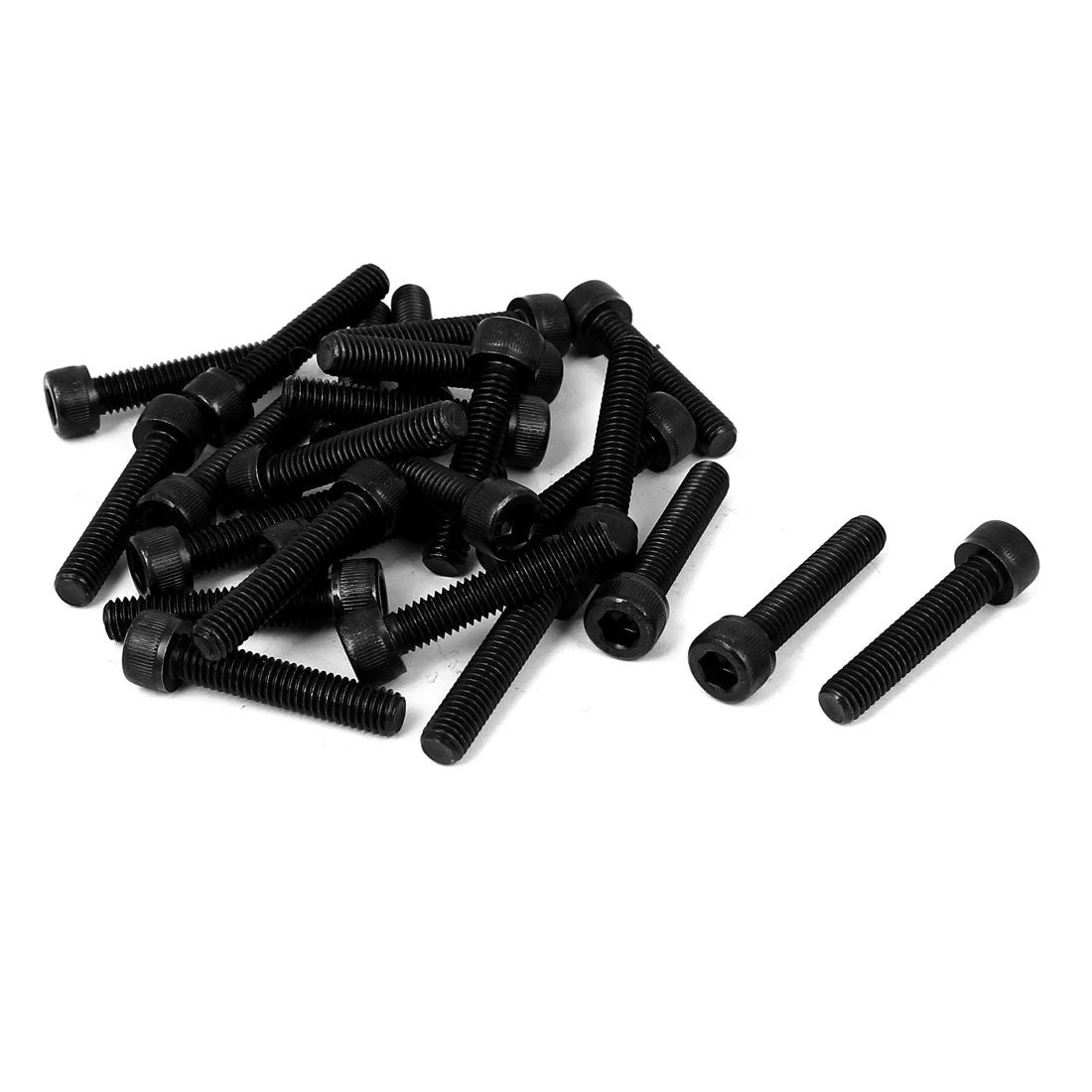 M6 x 30mm Full Thread Carbon Steel Hex Socket Cap Head Screws Bolts Black 25 Pcs