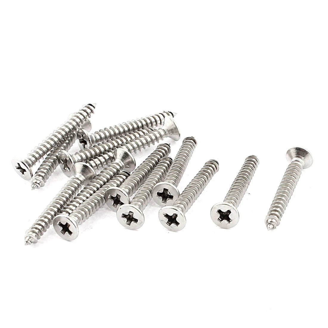14pcs Stainless Steel Flat Head Phillips Self-Tapping Wood Screw 30mm x 4mm