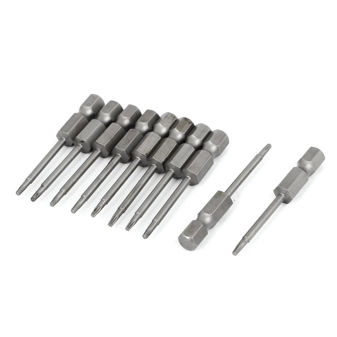 1/4" Hex Shank T6 Magnetic S2 Torx Screwdriver Bits 50mm Long Gray 10pcs