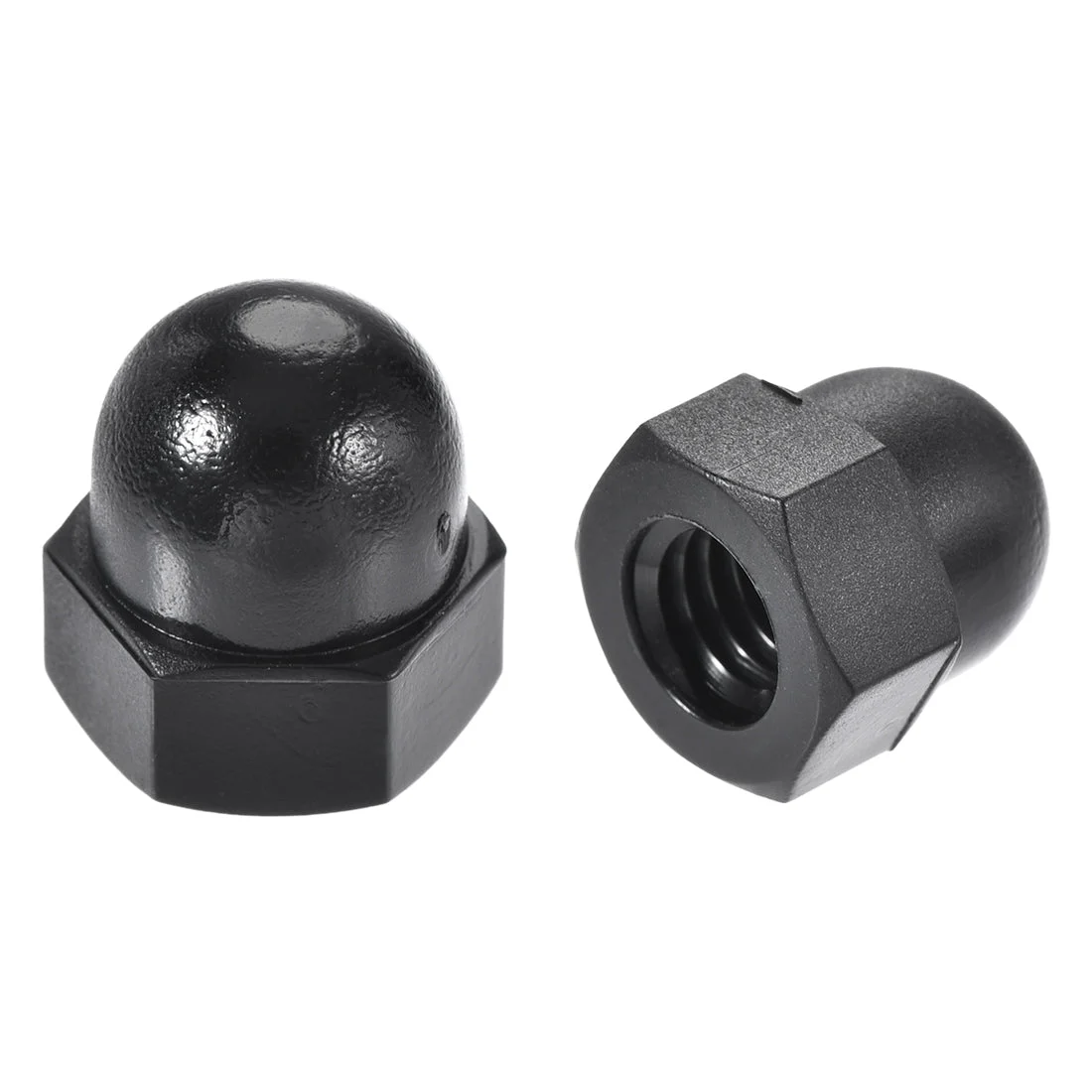 M6 Thread Dia Dome Head Nylon Cap Acorn Hex Nuts Black 20pcs