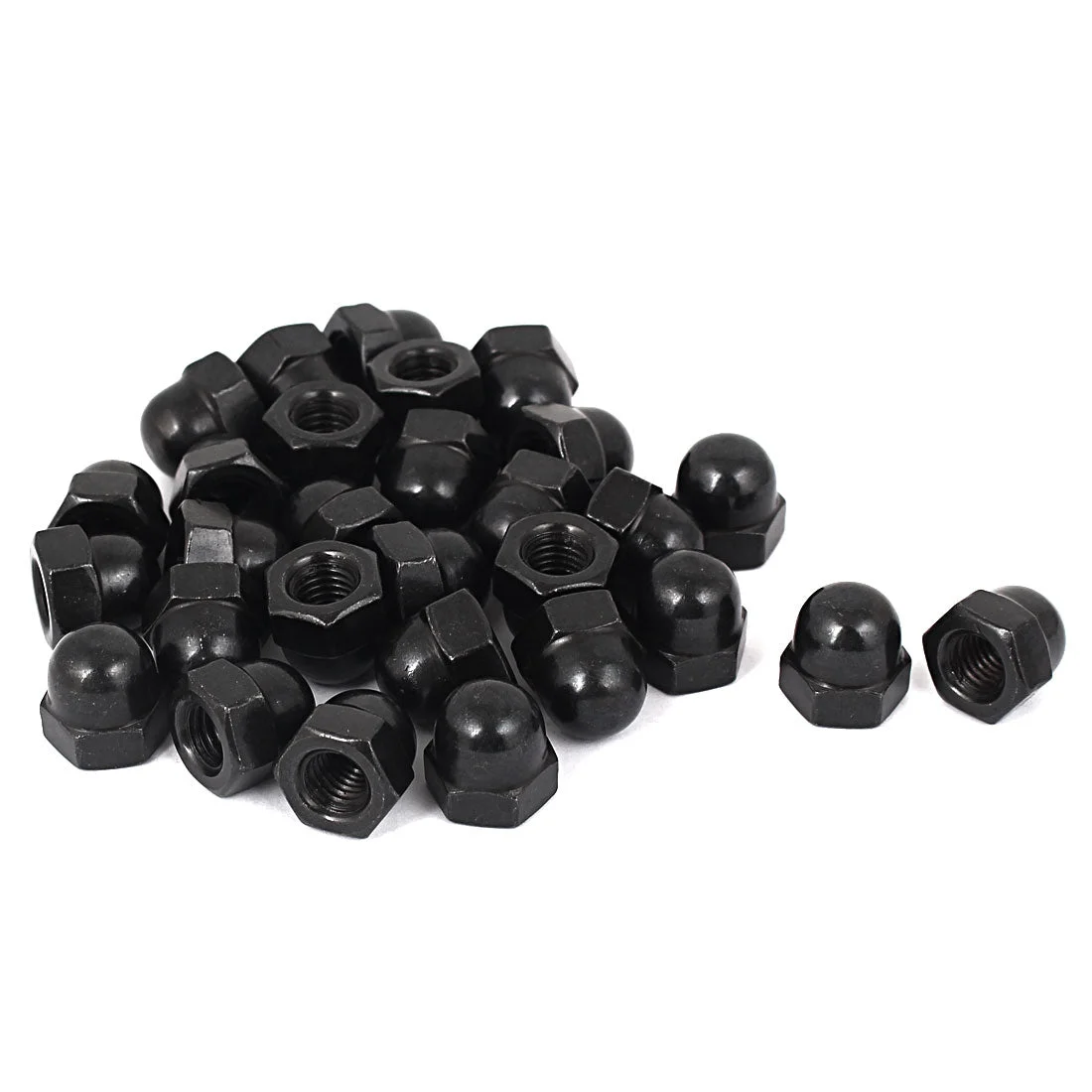 M8 Thread Dia Dome Head Carbide Steel Cap Acorn Hex Nuts Black 30pcs