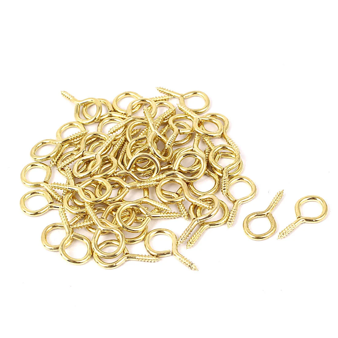 Uxcell Garden Vine Wire 2.3mm Thread Dia Eyelet Screw Eye Hook Gold Tone 50pcs