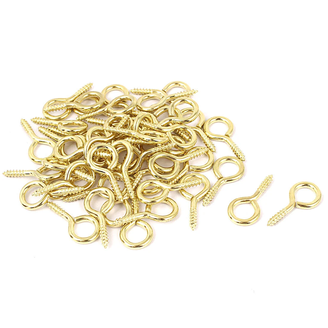 Uxcell Garden Vine Wire 3.1mm Thread Dia Eyelet Screw Eye Hook Gold Tone 50pcs