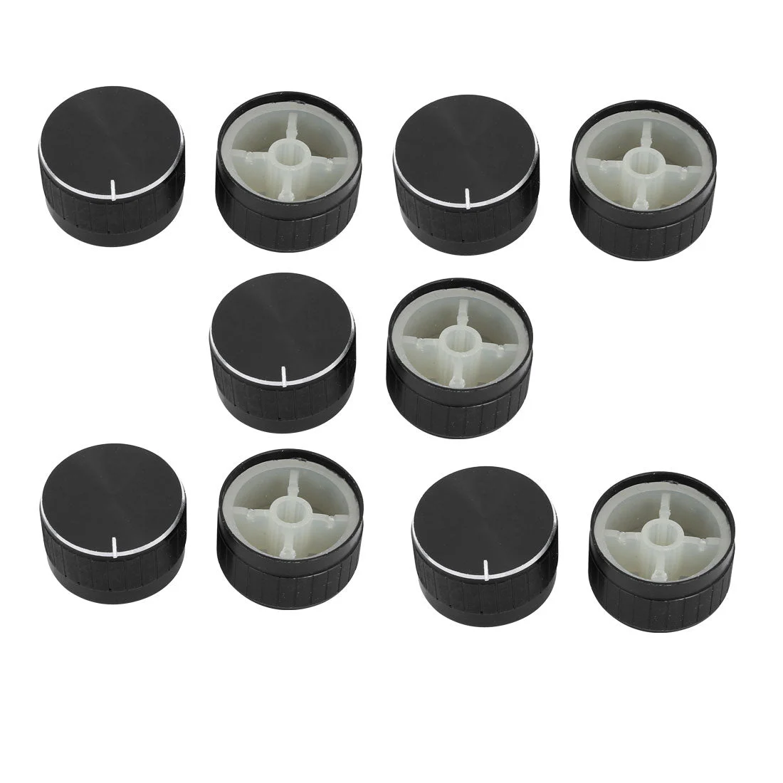 10pcs 6mm Hole Dia Round Potentiometer Lamp Dimmer Rotary Switch Knob Control Cap Black