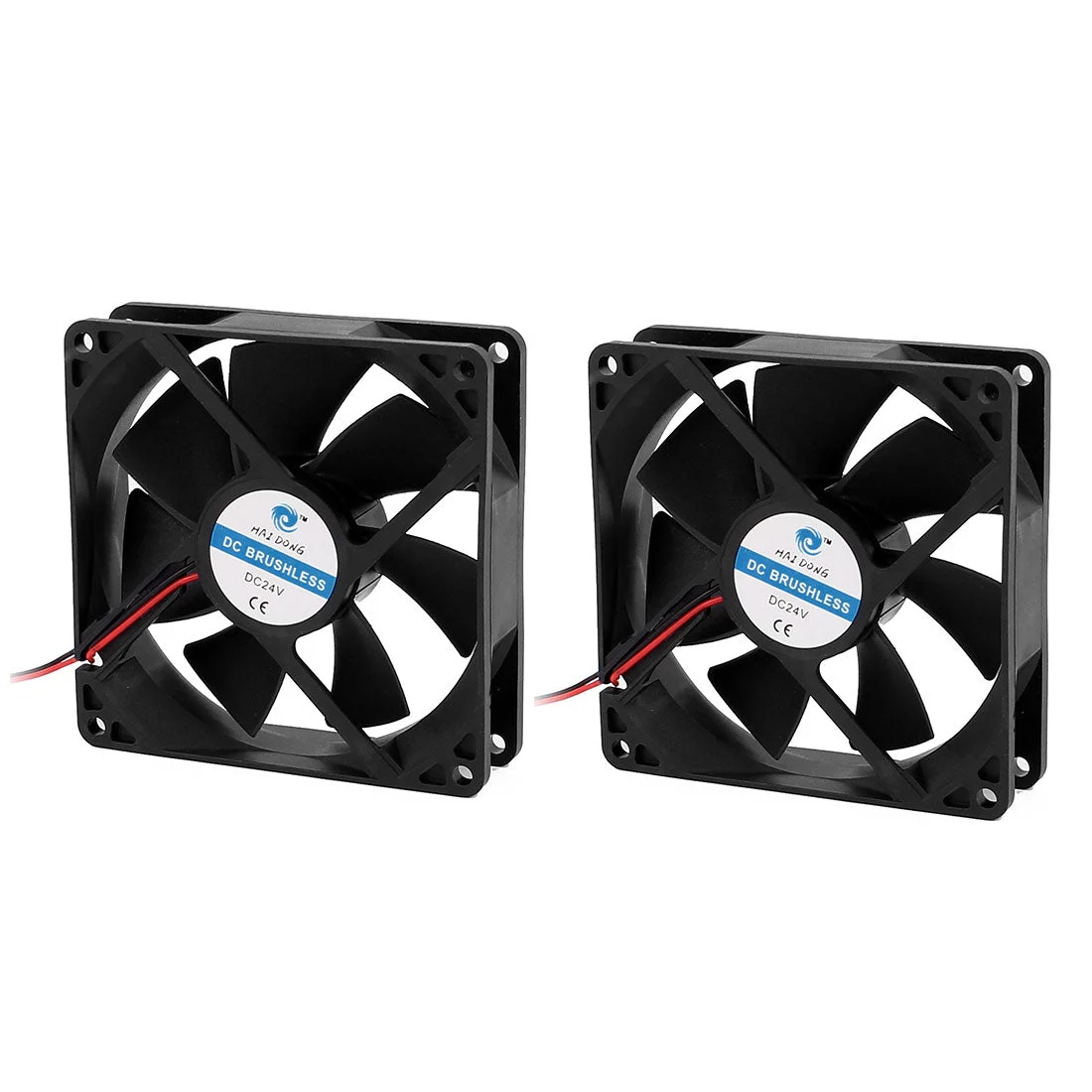 2Pcs 92 x 25mm DC 24V 0.15A Brushless CPU Cooler Heatsink Cooling Fan Black Power 3.6W