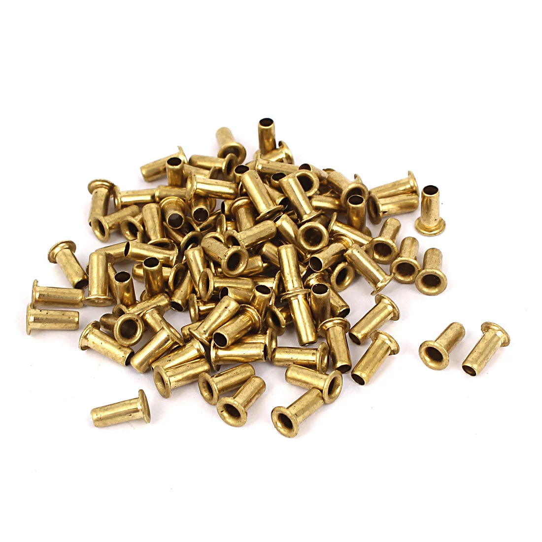 4mm x 10mm Brass Plated Hollow Rivets Grommets Gold Tone 100 Pcs