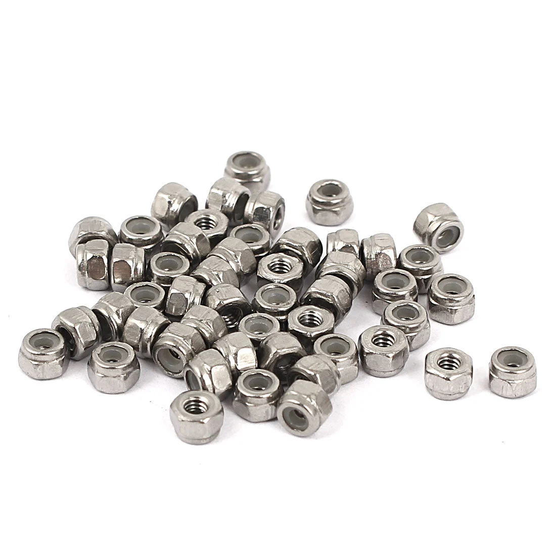 M2 304 Stainless Steel Nylock Self-Locking Nylon Insert Hex Lock Nuts 50pcs