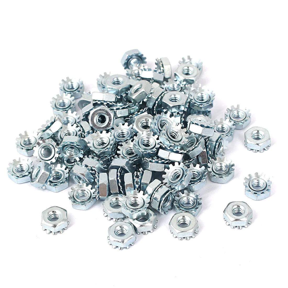 6#-32 Female Thread Zinc Plated Kep Hex Star Lock Nut 100pcs