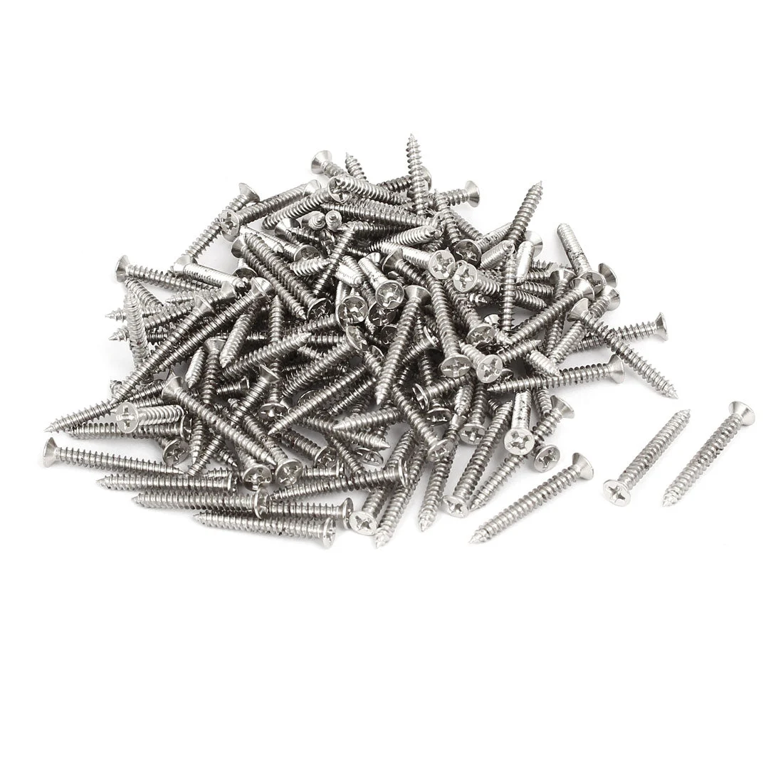 M3 x 25mm Phillips Flat Head Self Tapping Screws Silver Tone 180pcs