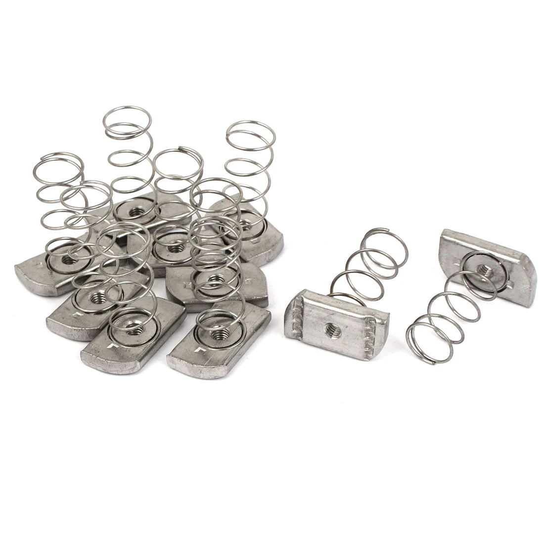 Uxcell M6 304 Stainless Steel Long Spring Strut Channel Nuts Silver Tone 10 Pcs