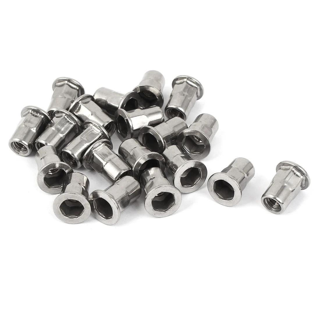 M6 304 Stainless Steel Hex Flat Head Rivet Nut Insert Nutsert 20pcs