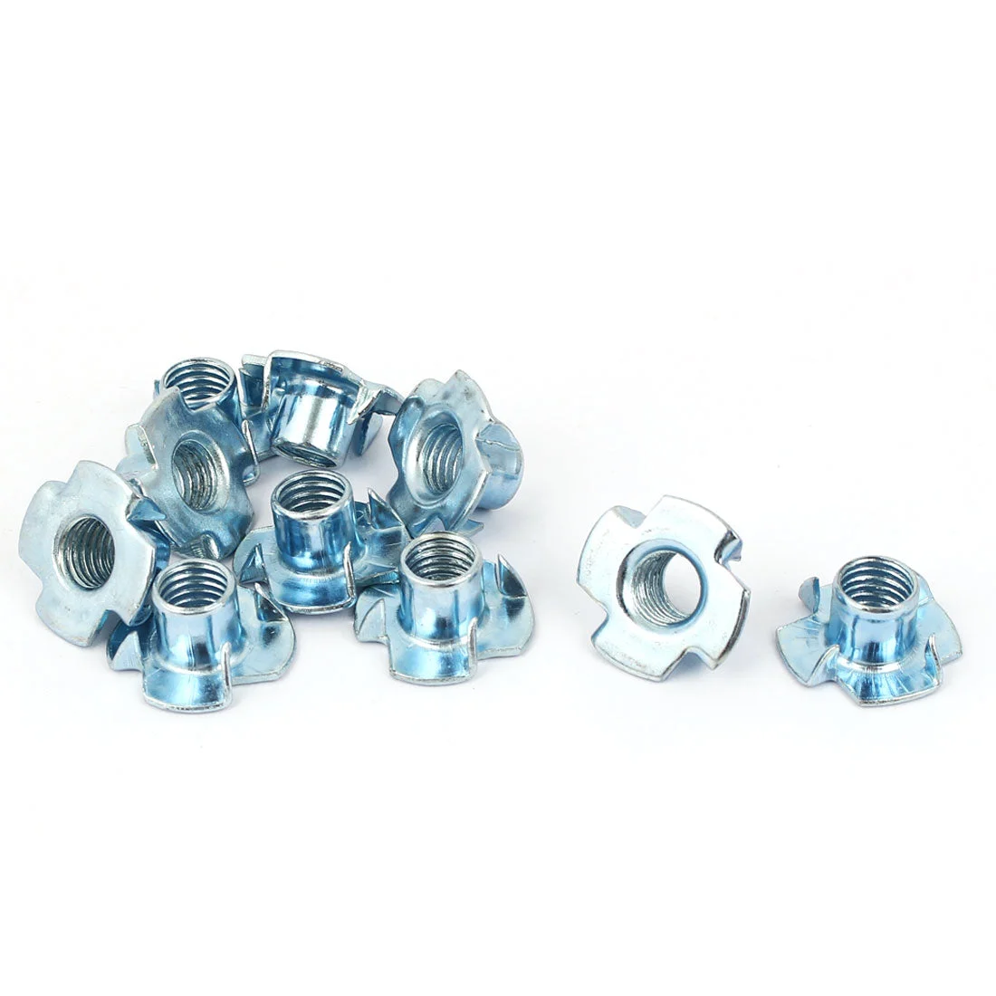 10 Pcs M10 Carbon Steel 4 Prongs Tee Nuts Pronged T-Nuts for Furniture