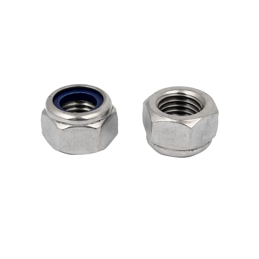 304 Stainless Steel Nylon Insert Hex Lock Nuts Silver Tone M14 2pcs