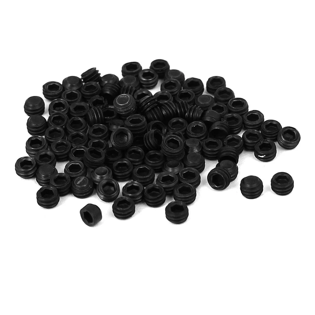 DIN916 M3x2mm Metal Grade 10.9 Hex Socket Set Screw Bolt Fastener Black 100pcs